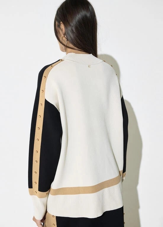 Lola Casademunt Sweater with round studs negro-marron