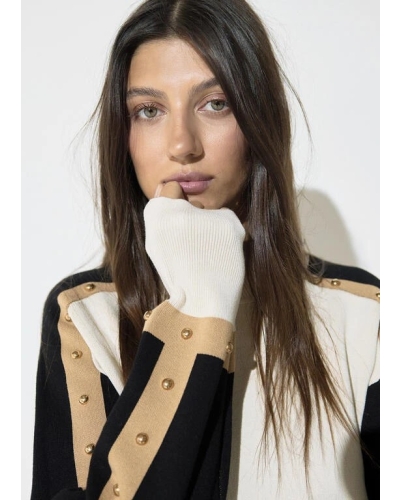 Lola Casademunt Sweater with round studs negro-marron