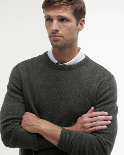 Barbour Tisbury crew neck sweater dark seaweed