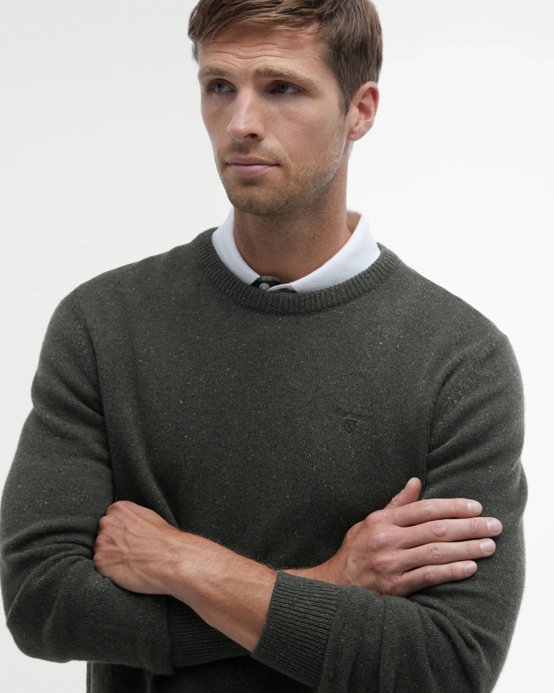 Barbour Tisbury crew neck sweater dark seaweed