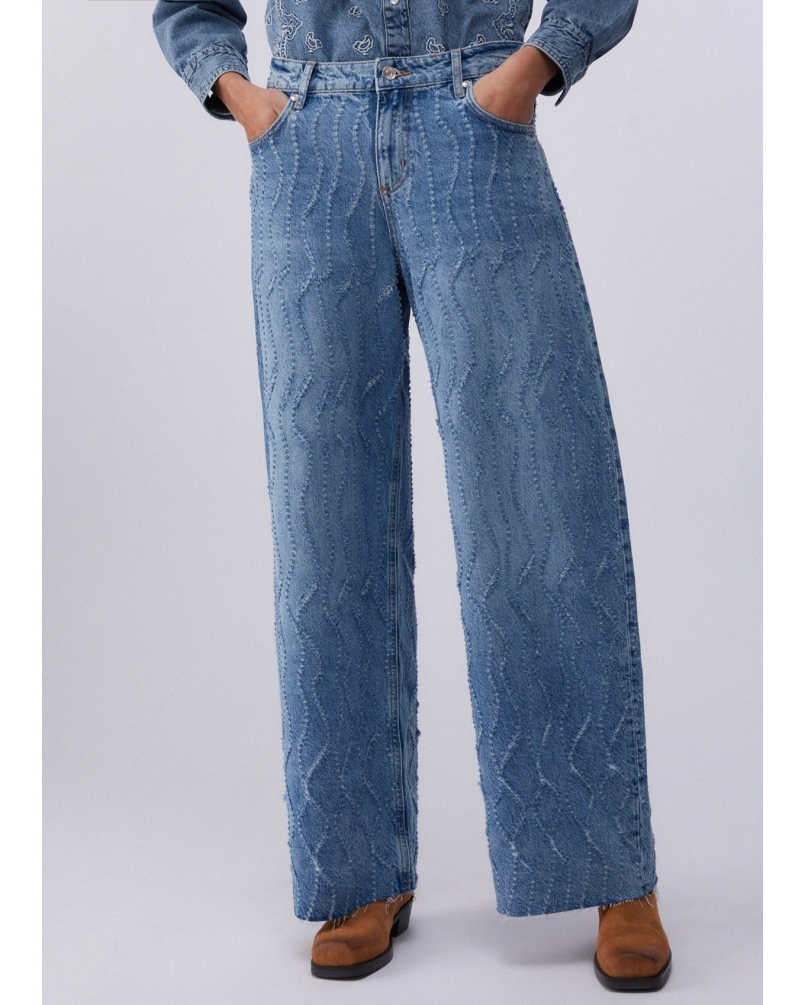Liu Jo Flared jeans with laser-etched details medium wash denim
