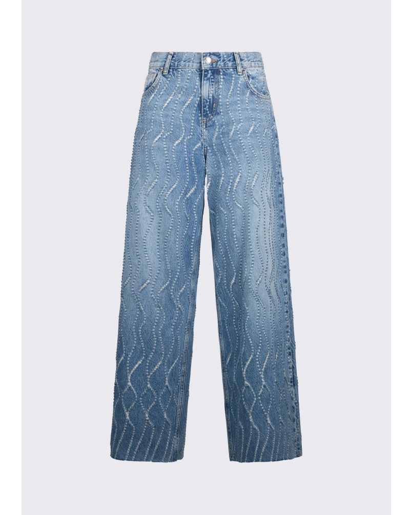 Liu Jo Flared jeans with laser-etched details medium wash denim