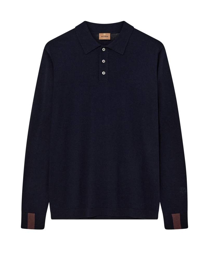 Mos Mosh Gallery Adam soft polo knit navy