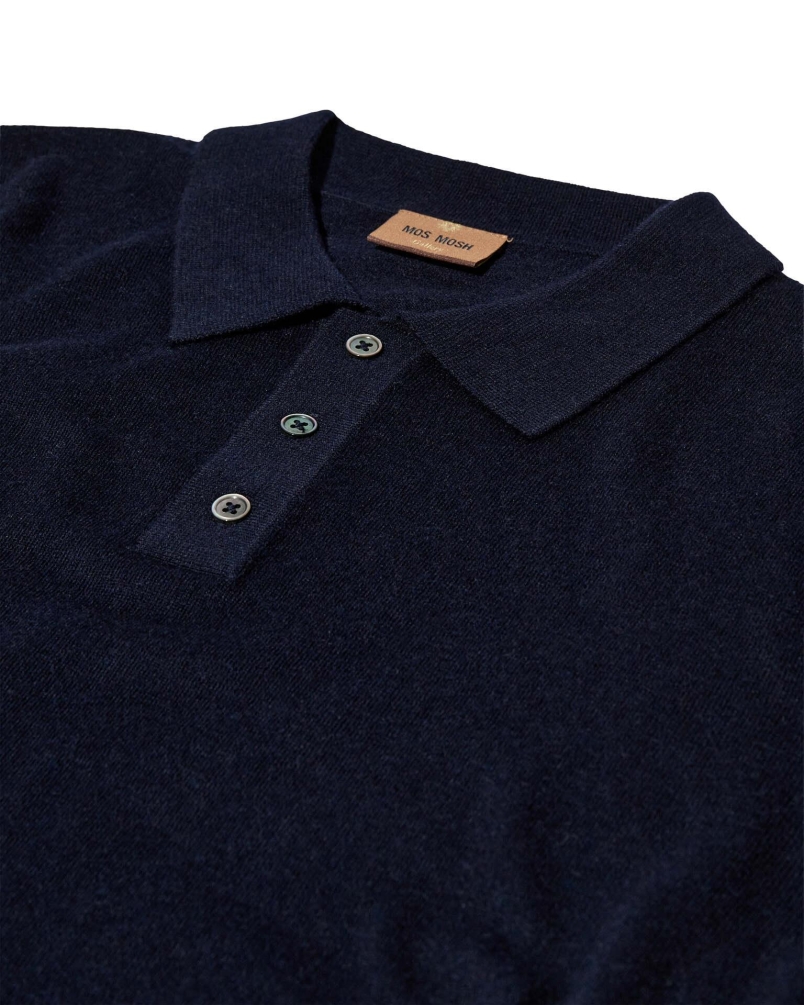 Mos Mosh Gallery Adam soft polo knit navy