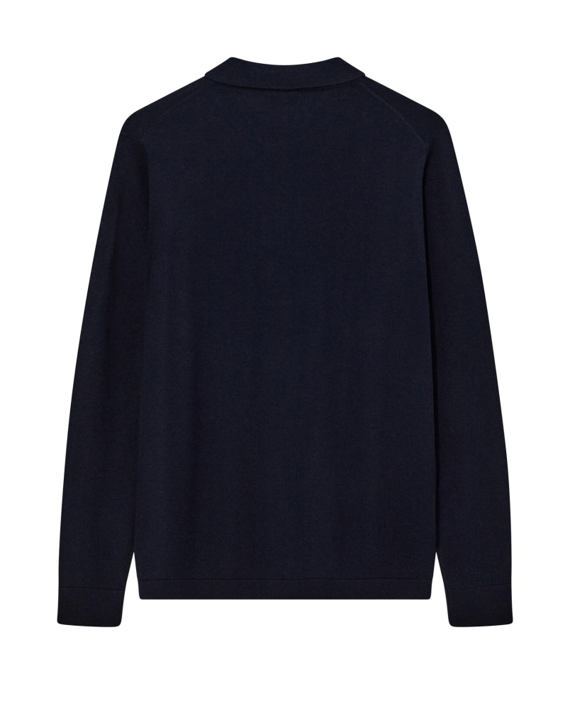 Mos Mosh Gallery Adam soft polo knit navy