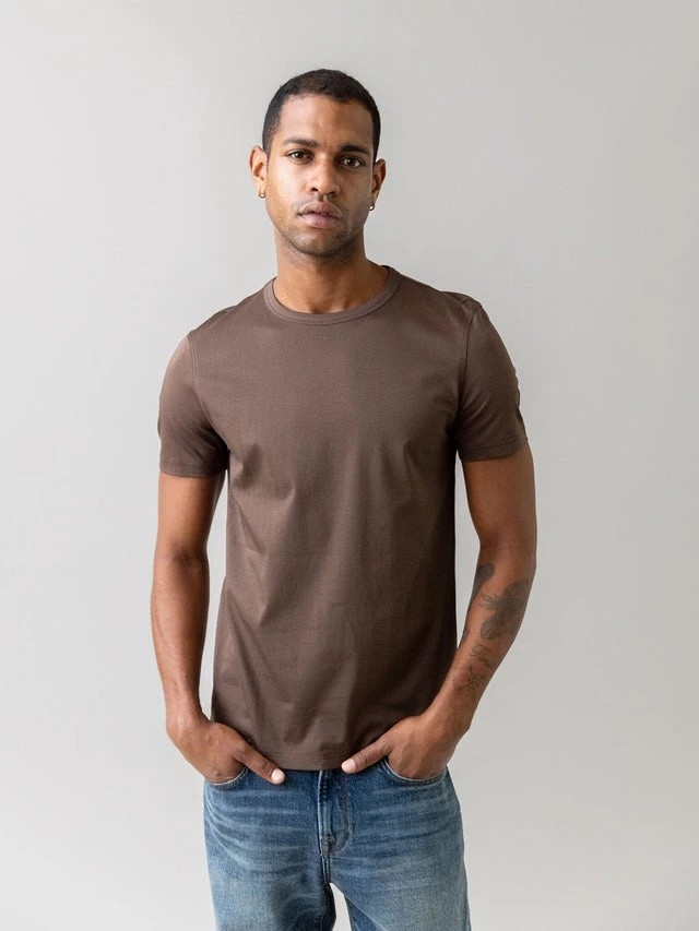 Mos Mosh Gallery Perry O-SS Tee chocolate brown