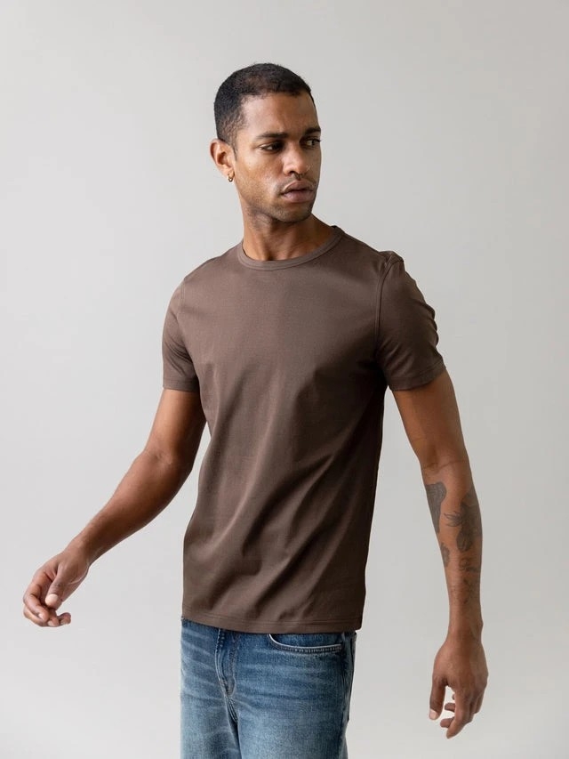 Mos Mosh Gallery Perry O-SS Tee chocolate brown