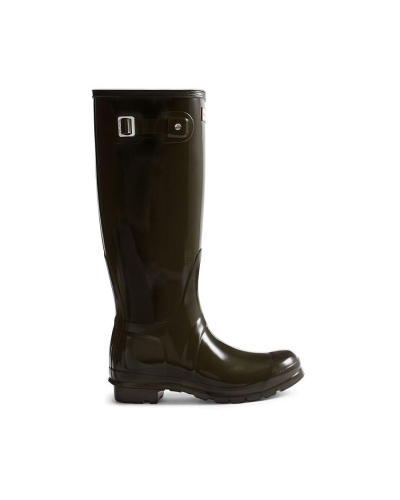 Hunter Womens original tall gloss boot chocolate brown