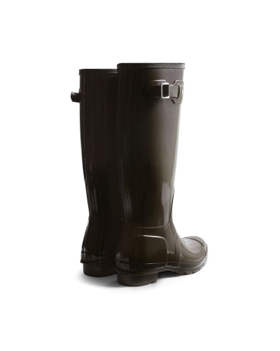 Hunter Womens original tall gloss boot chocolate brown