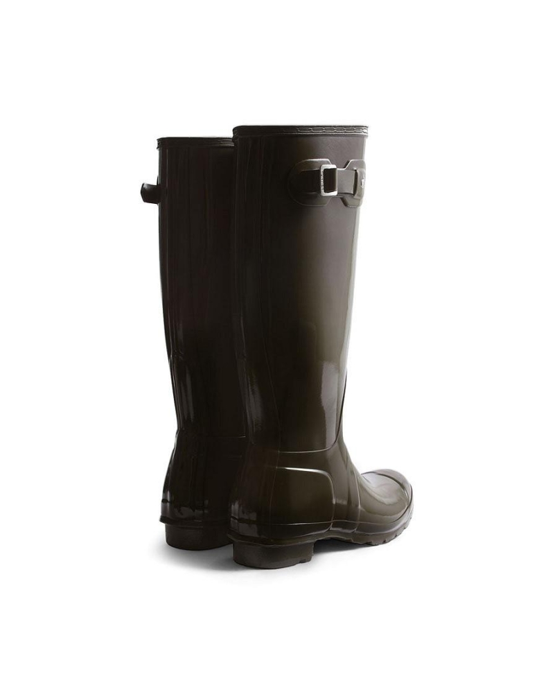 Hunter Womens original tall gloss boot chocolate brown