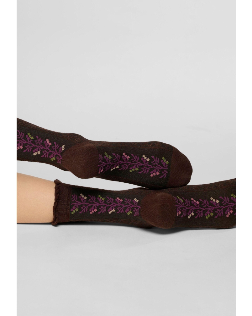 Oroblu Floral band sok chocolate