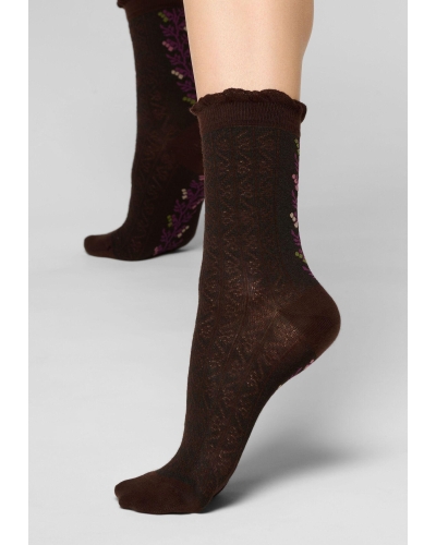 Oroblu Floral band sok chocolate
