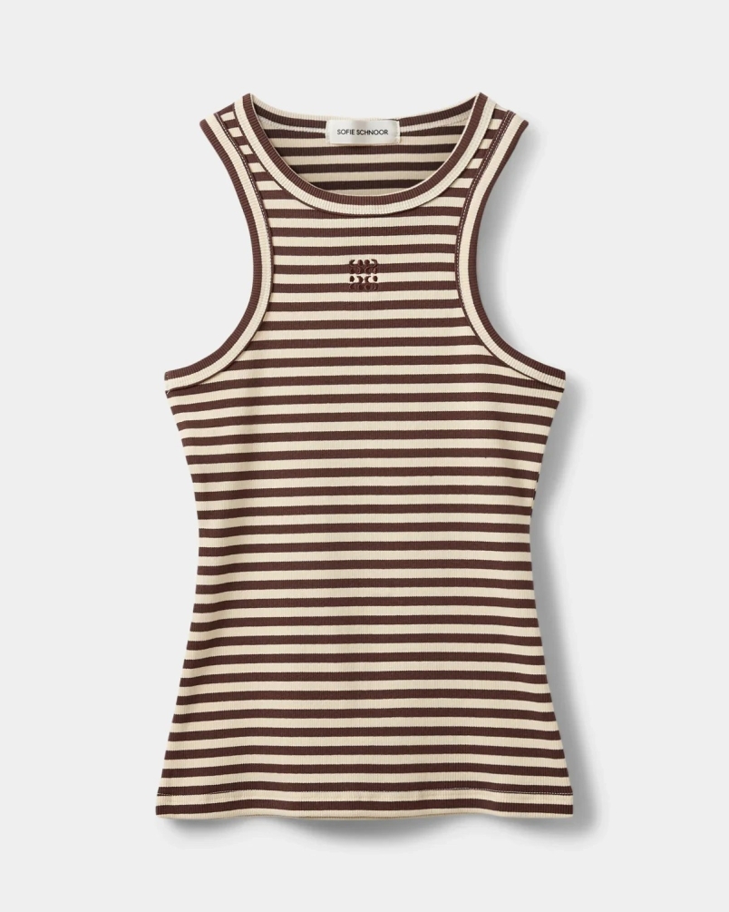 Sofie Schnoor Beca striped rib tank top brown striped