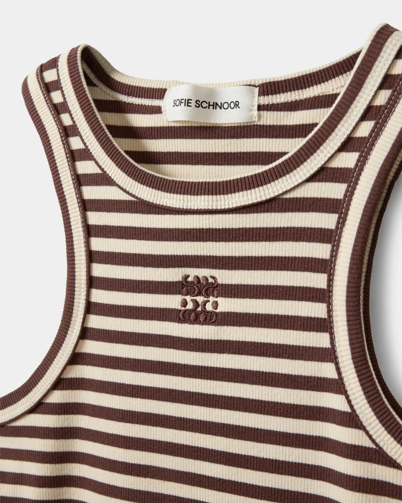 Sofie Schnoor Beca striped rib tank top brown striped