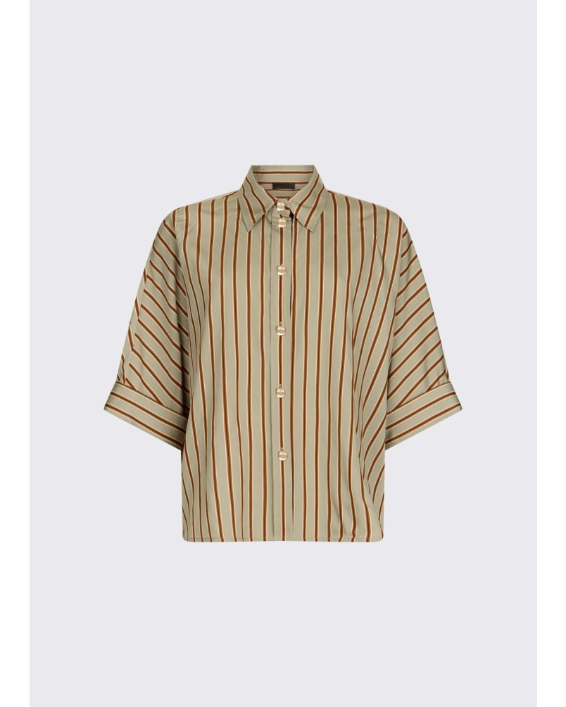 Liu Jo Striped rayon blouse green/tabacco stripe