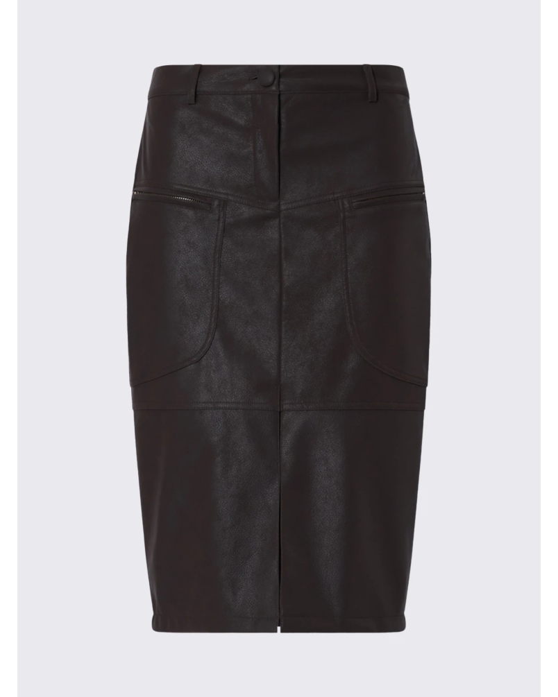 Liu Jo Midi skirt in coated fabric dark  brown
