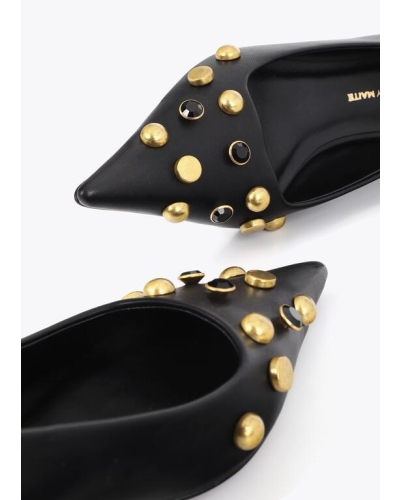 Lola Casademunt Shoe with jewels and metallic heel black