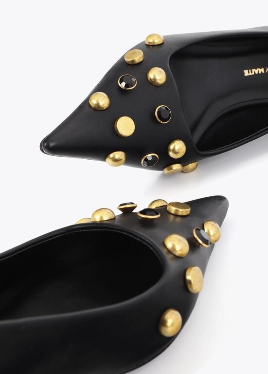 Lola Casademunt Shoe with jewels and metallic heel black