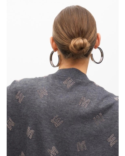 LOLA CASADEMUNT CARDIGAN WITH STRASS GREY