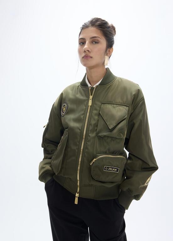 Lola Casademunt Military patch bomber khaki