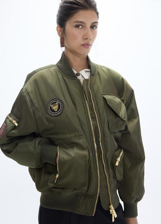 Lola Casademunt Military patch bomber khaki