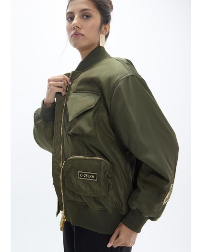 Lola Casademunt Military patch bomber khaki