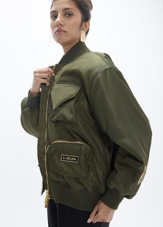 Lola Casademunt Military patch bomber khaki
