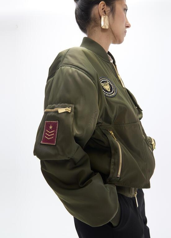 Lola Casademunt Military patch bomber khaki