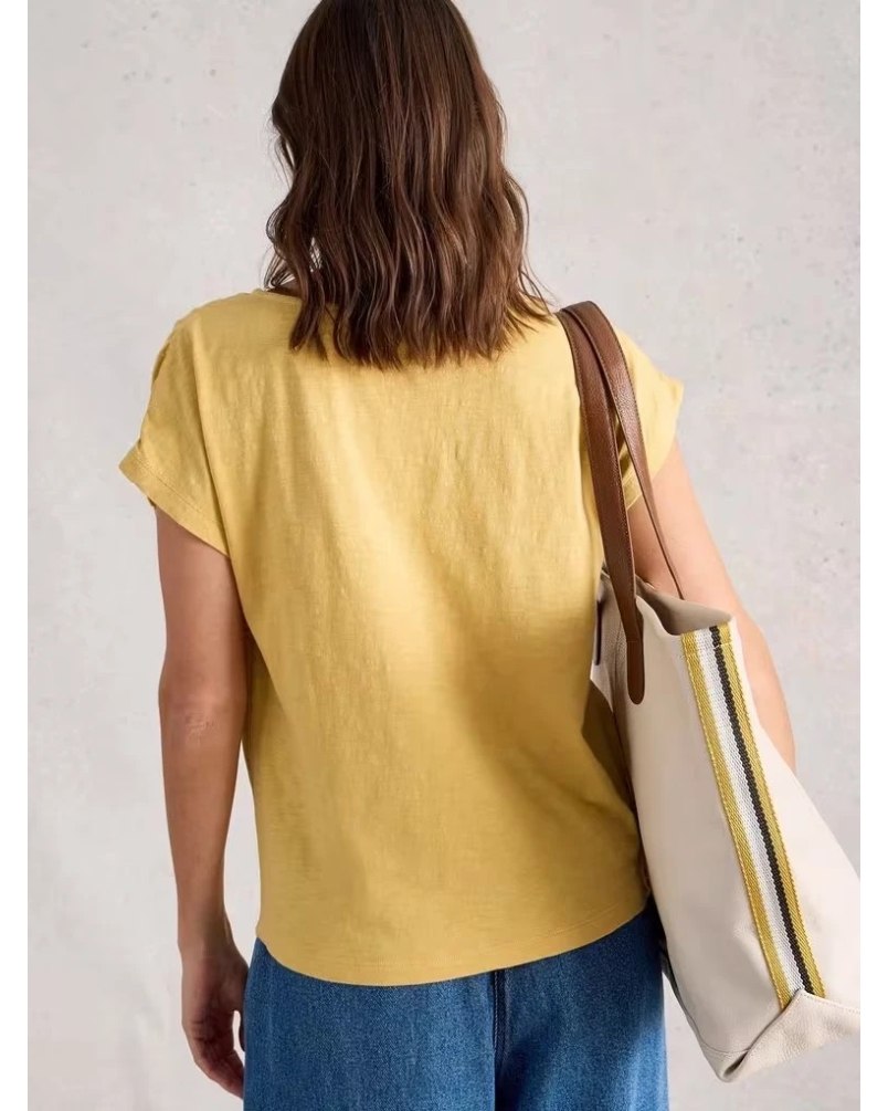 White Stuff Rachel ruche top light yellow