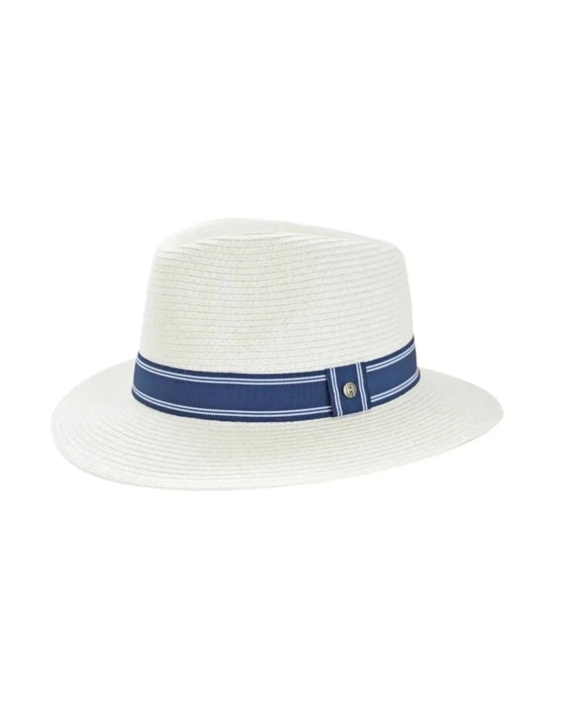 House of Ord Stripe Fedora ivory/navy/white