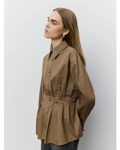 Sofie Schnoor Mikra fitted shirt with pleats middle brown