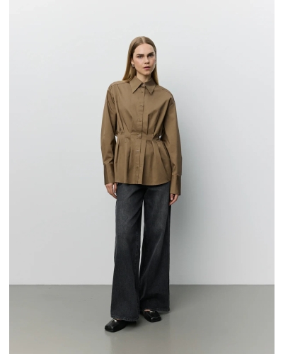 Sofie Schnoor Mikra fitted shirt with pleats middle brown