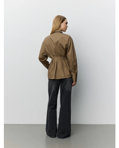 Sofie Schnoor Mikra fitted shirt with pleats middle brown