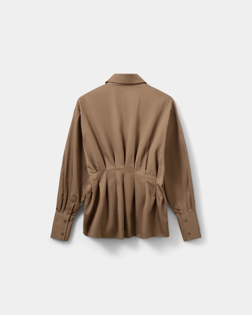 Sofie Schnoor Mikra fitted shirt with pleats middle brown