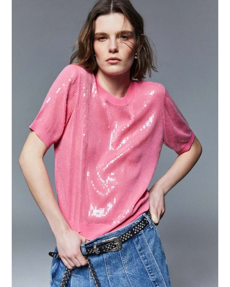 Liu Jo Top with sequins pink pink sequins
