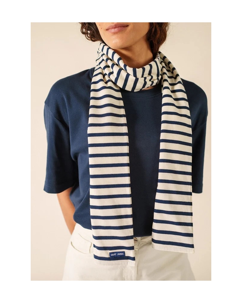 Saint James Eve scarf ecru/marine