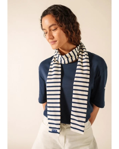 Saint James Eve scarf ecru/marine