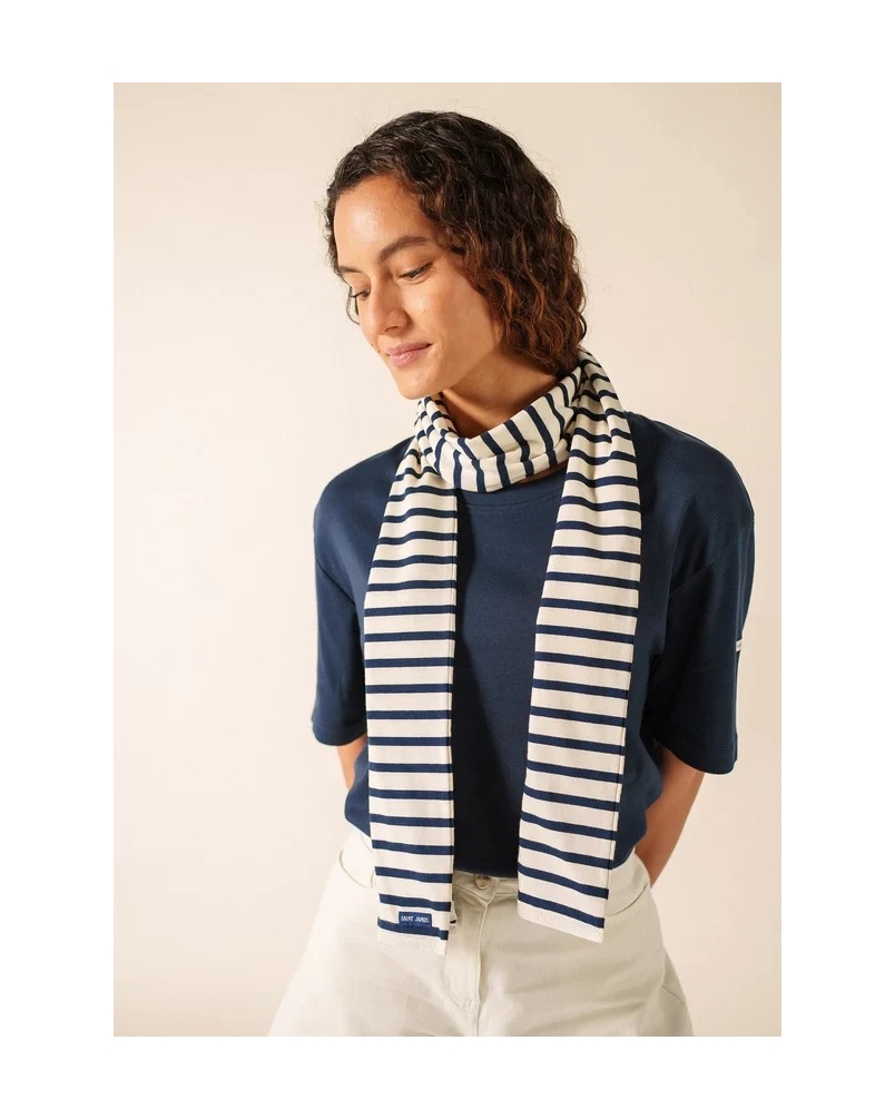 Saint James Eve scarf ecru/marine