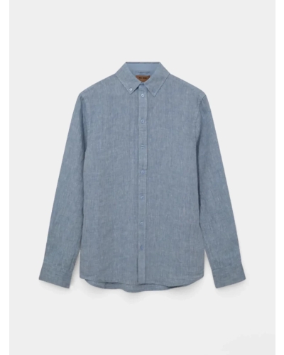 Mos Mosh Gallery Theo linen shirt light blue melange