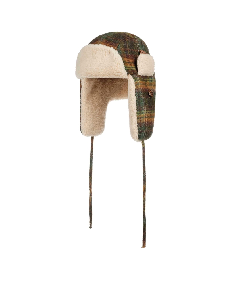 Stetson Bomber cap wool check green/dark orange