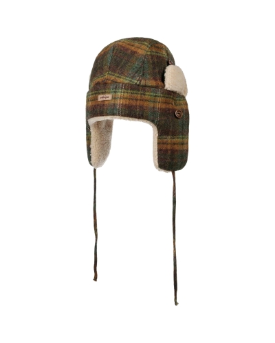 Stetson Bomber cap wool check green/dark orange