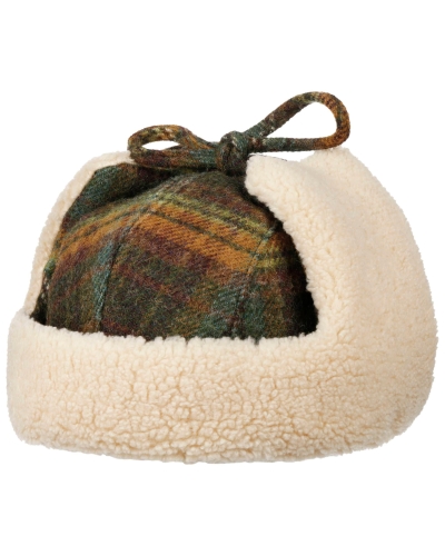 Stetson Bomber cap wool check green/dark orange