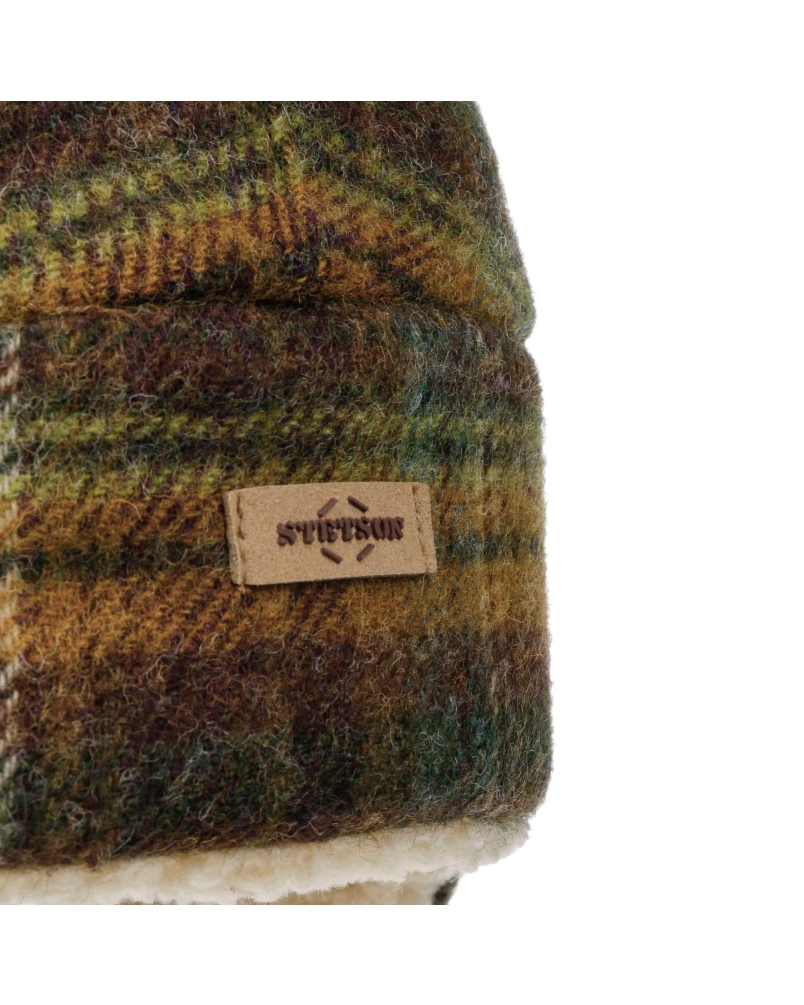 Stetson Bomber cap wool check green/dark orange