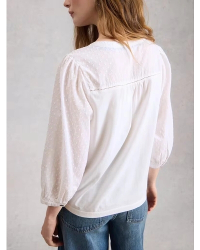 White Stuff Daisy dobby top brill white