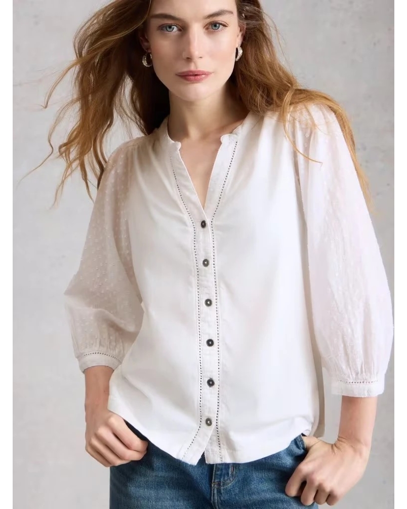 White Stuff Daisy dobby top brill white