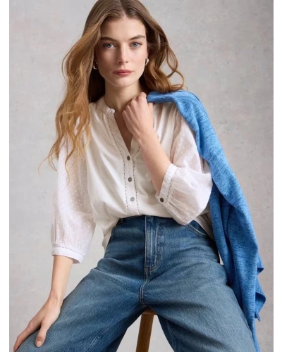 White Stuff Daisy dobby top brill white
