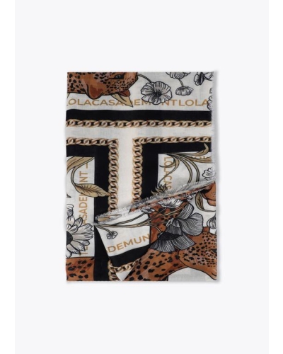 Lola Casademunt Tiger grid scarf ecru/black