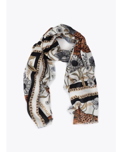 Lola Casademunt Tiger grid scarf ecru/black