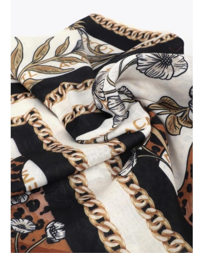 Lola Casademunt Tiger grid scarf ecru/black
