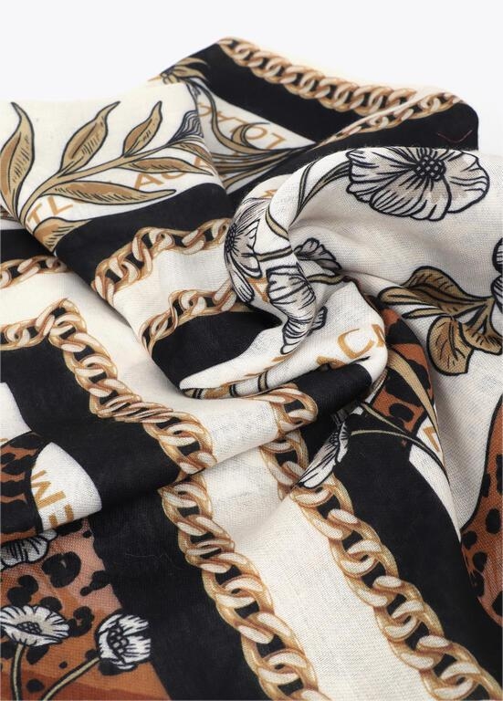 Lola Casademunt Tiger grid scarf ecru/black